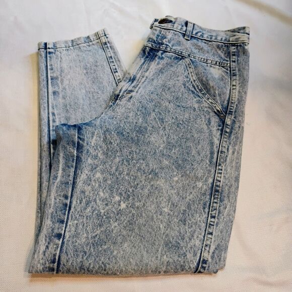 Vintage 80s CAP FERRAT Acid Wash High Rise Tapered Mom Jeans Size W31 /Womens 12 - Picture 2 of 16